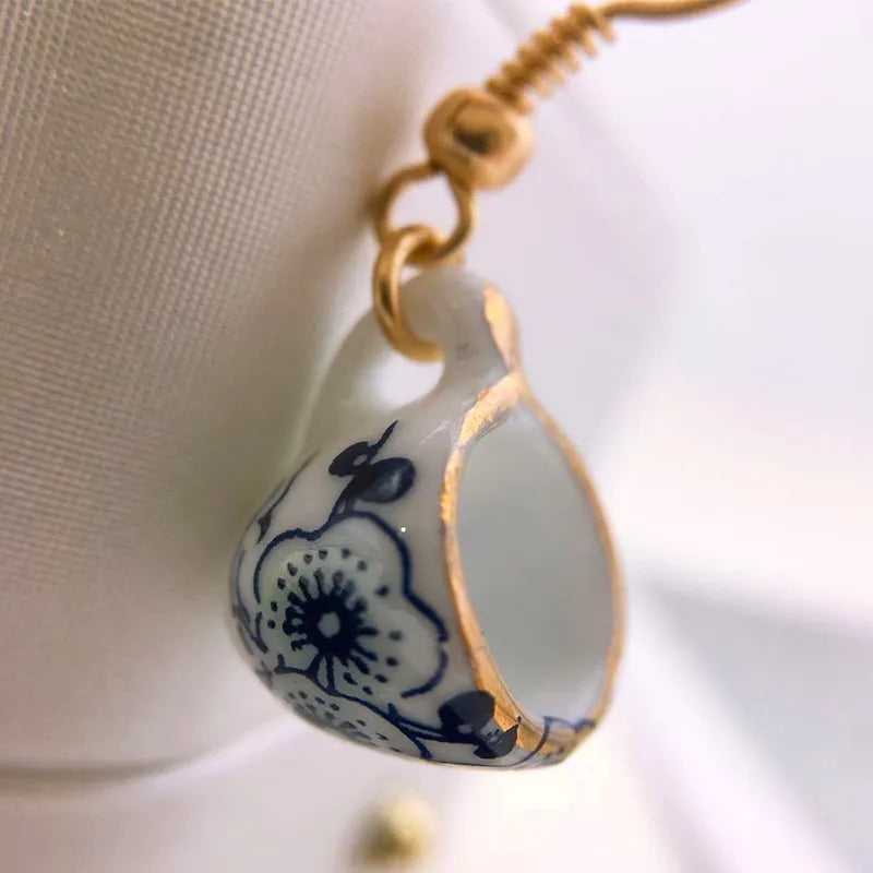 Handmade Ceramic Teacup Dangle Earrings