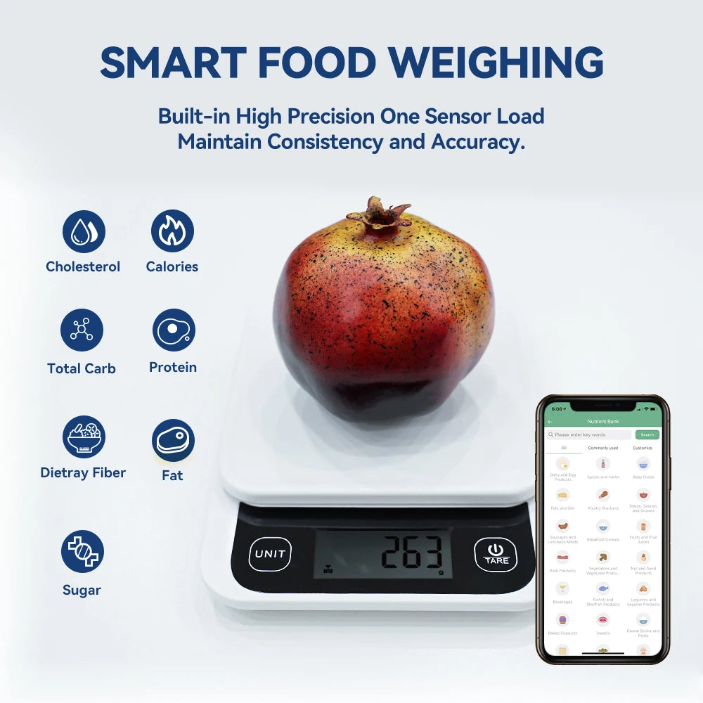 Smart Kitchen Scale – Digital Food Scale with Nutrition Calculator App