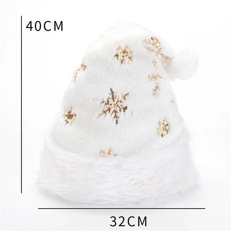 White Soft Plush Santa Hat