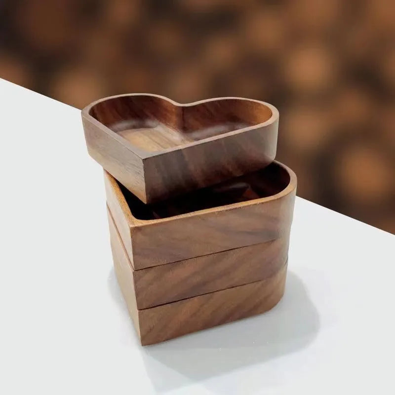 Heart-Shaped Walnut Serving Bowls