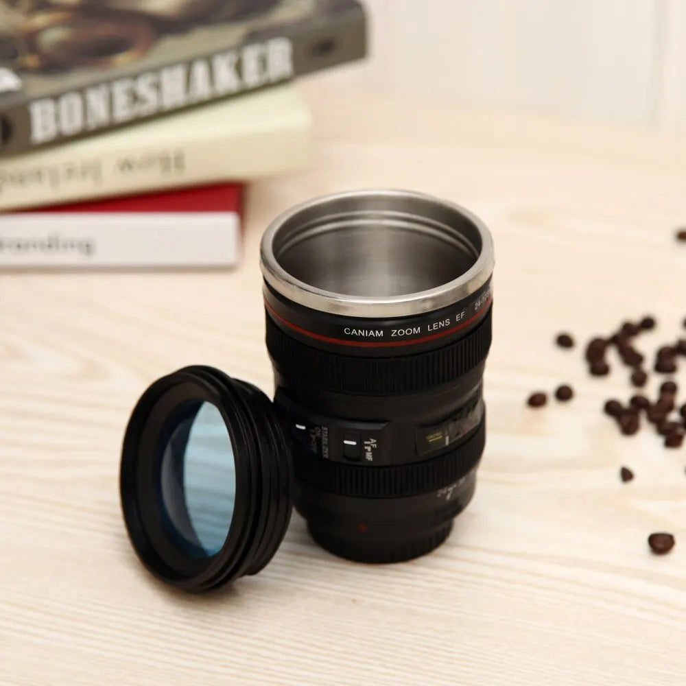 SLR Camera Lens Insulated Cup with Lid