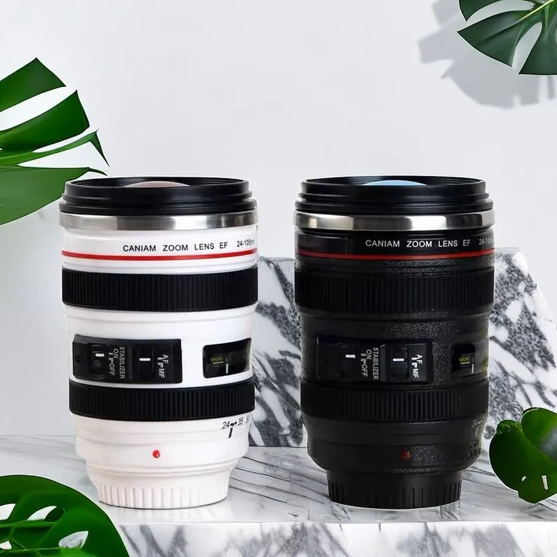 SLR Camera Lens Insulated Cup with Lid