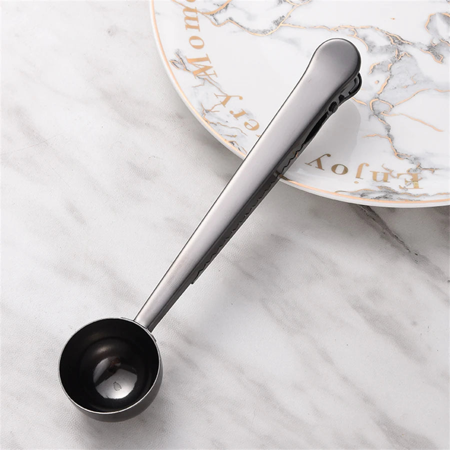 Coffee Scoop - Multifunctional Two-in-One Stainless Steel Sealing Clip