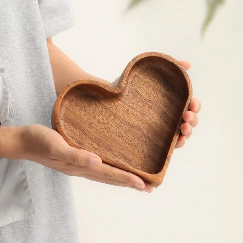 Heart-Shaped Walnut Serving Bowls