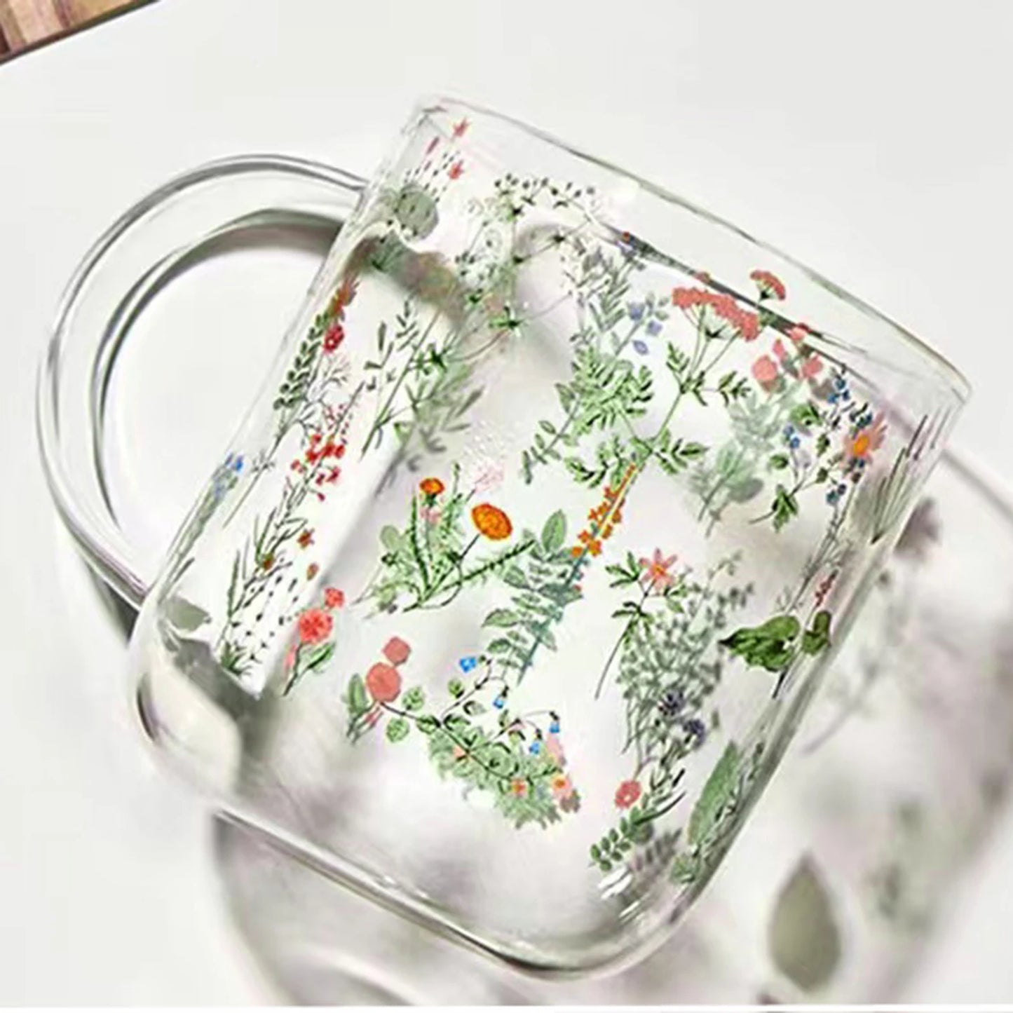 Floral Glass Mugs