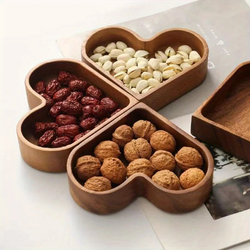 Heart-Shaped Walnut Serving Bowls