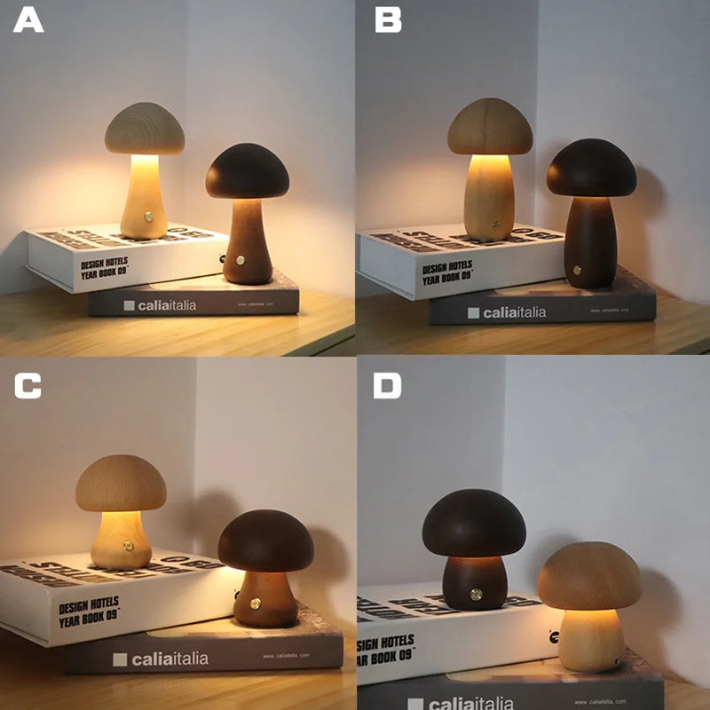 Wooden Mushroom Night Lights