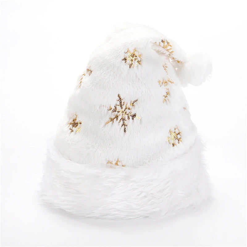 White Soft Plush Santa Hat