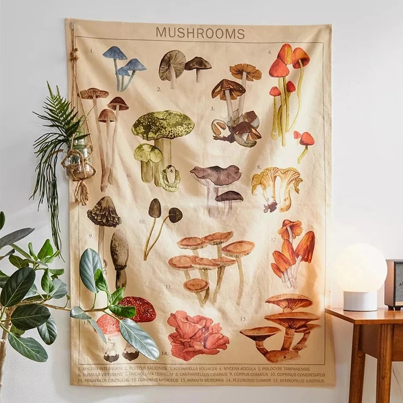 Mushroom & Botanical Tapestry Wall Hangings