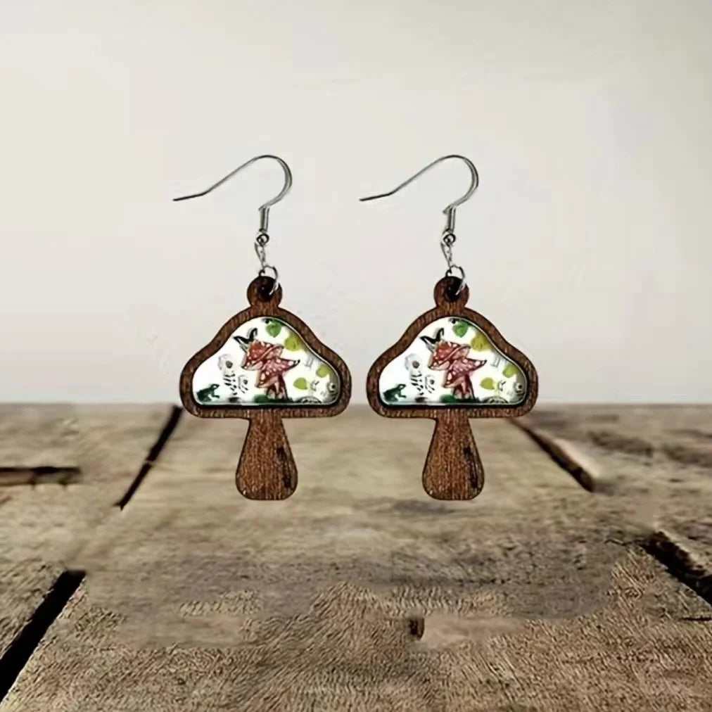 Sweet Wooden 🍄 Mushroom 🍄 Earrings