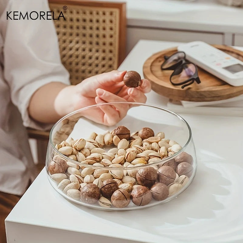 Wooden Tray Topped Glass Bowl