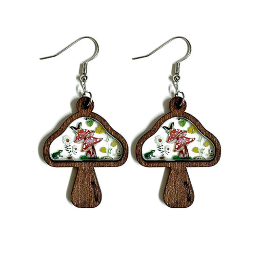 Sweet Wooden 🍄 Mushroom 🍄 Earrings