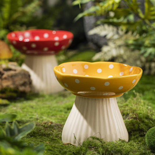 Ceramic Mushroom Cat Bowl