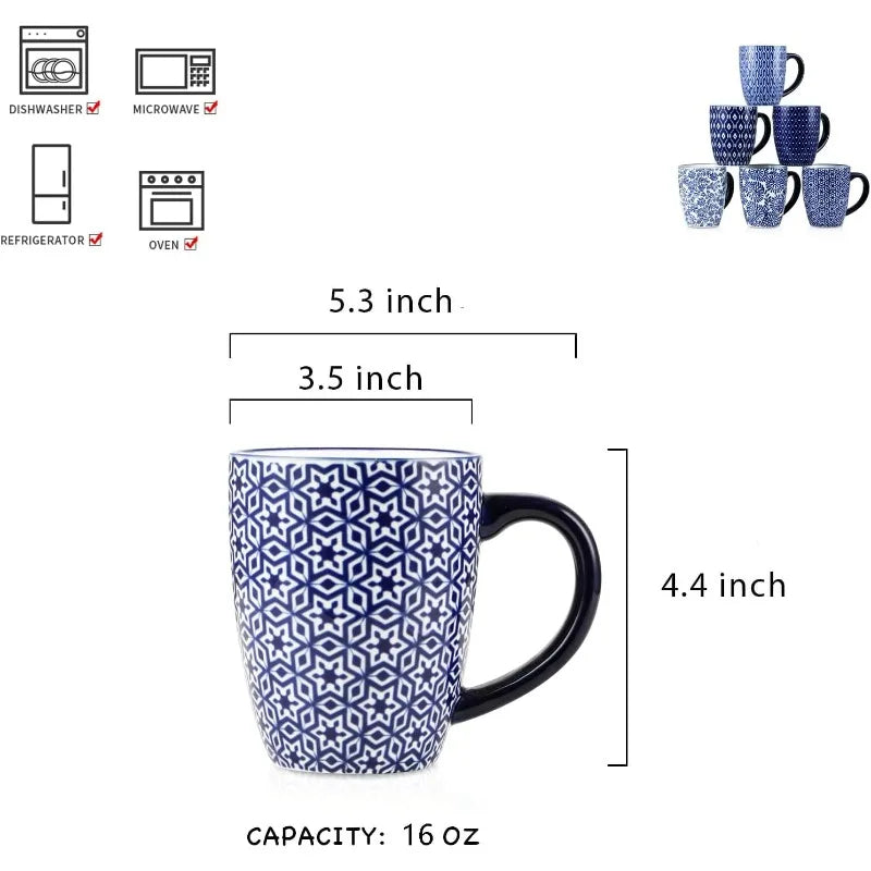 16 oz Porcelain Mug Set of 6