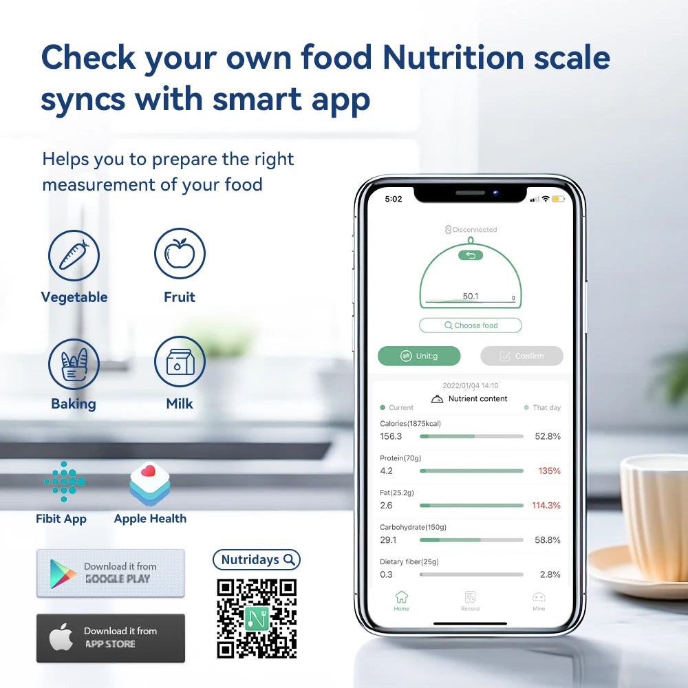 Smart Kitchen Scale – Digital Food Scale with Nutrition Calculator App