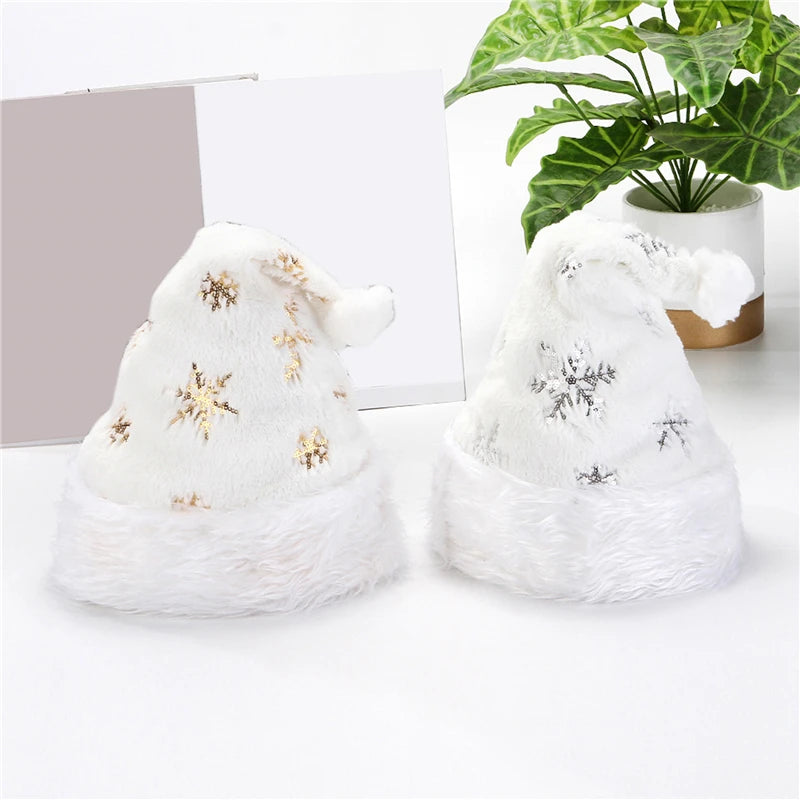 White Soft Plush Santa Hat