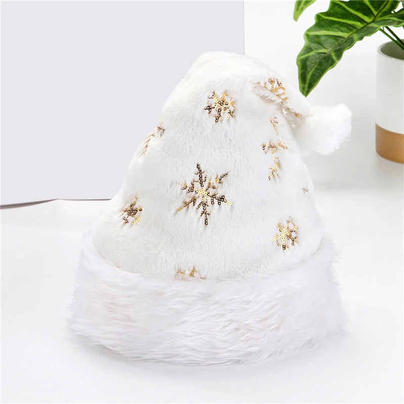 White Soft Plush Santa Hat