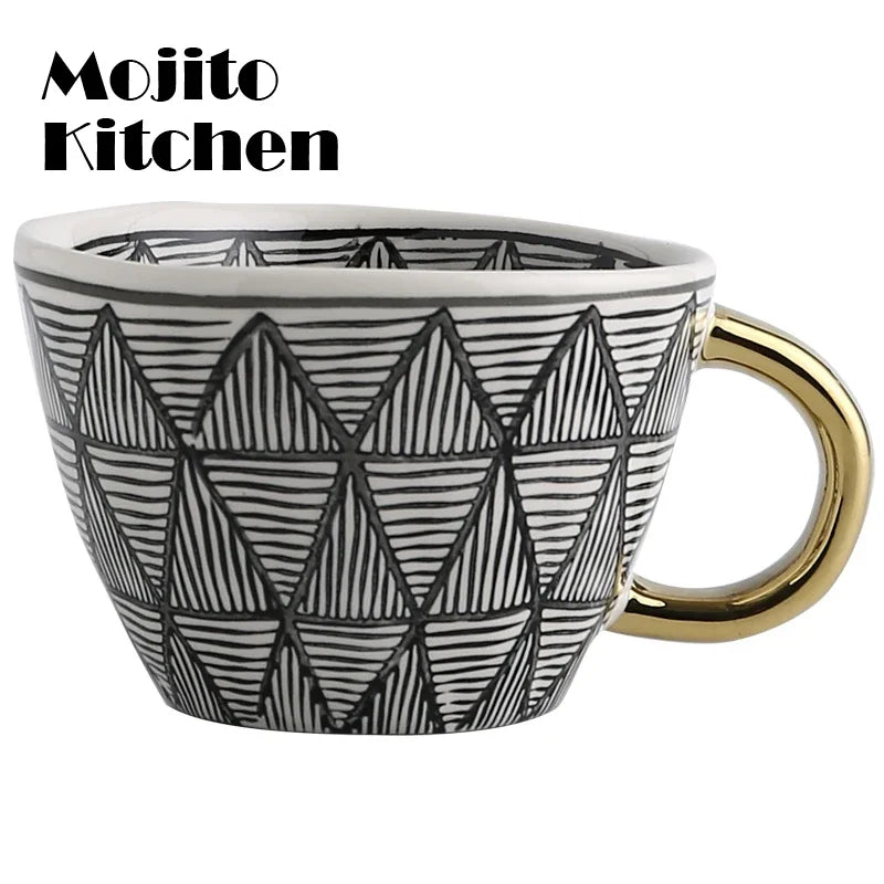 Hand Painted Geometric Ceramic Mugs