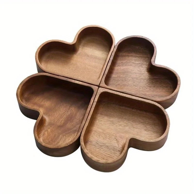 Heart-Shaped Walnut Serving Bowls