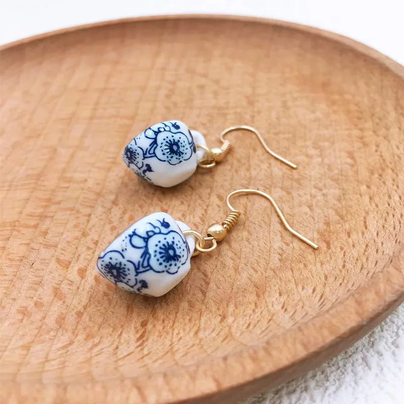 Handmade Ceramic Teacup Dangle Earrings