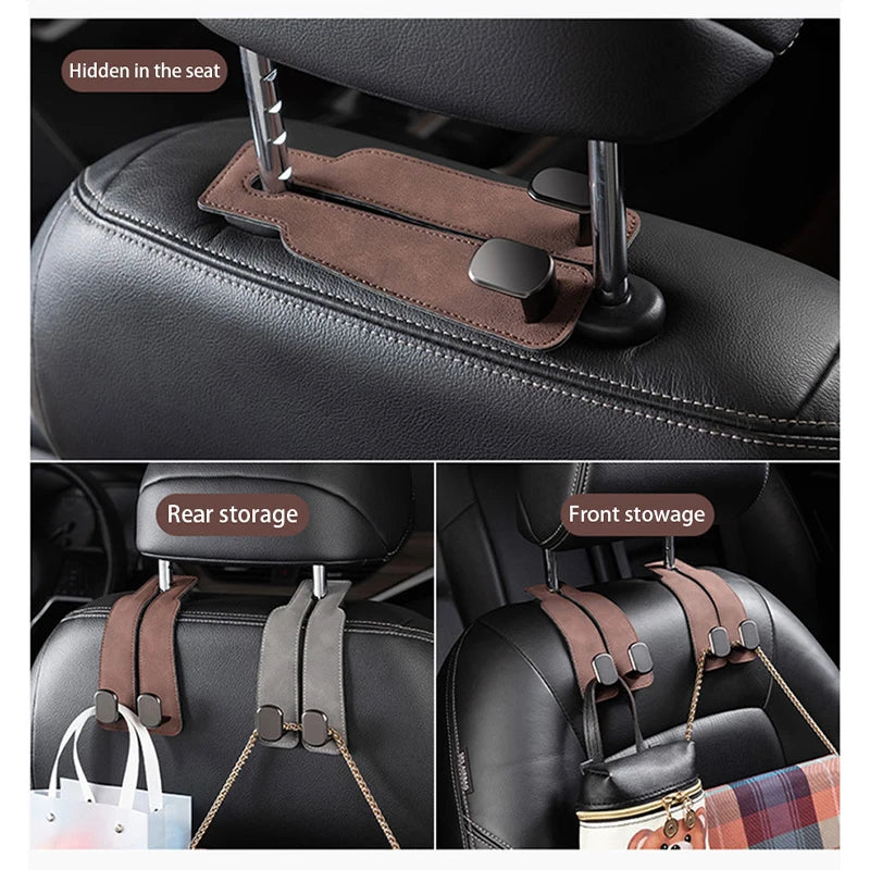 Dual Car Headrest Hook – Rear Seat Organizer for Bags and Essentials