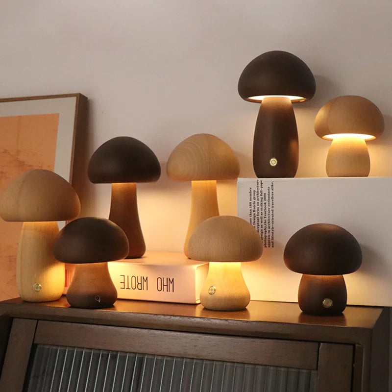 Wooden Mushroom Night Lights