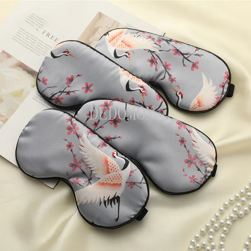 Beautiful Dancing Crane Silky Sleep Mask