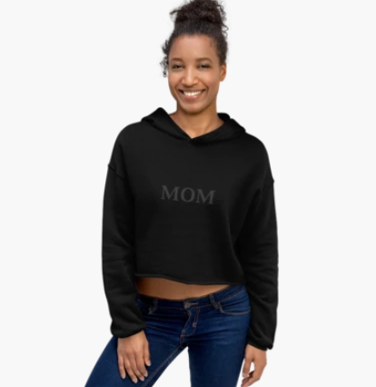 Monochromatic "MOM" Crop Hoodie