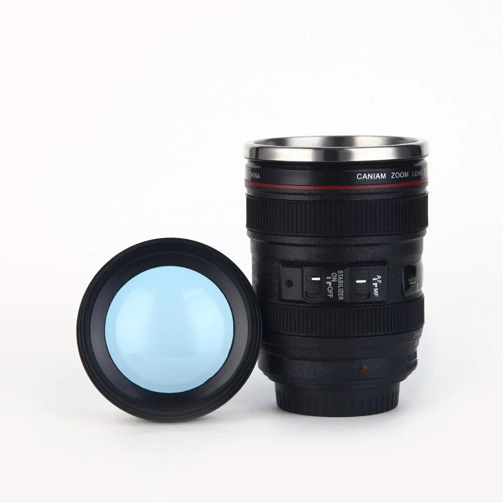 SLR Camera Lens Insulated Cup with Lid