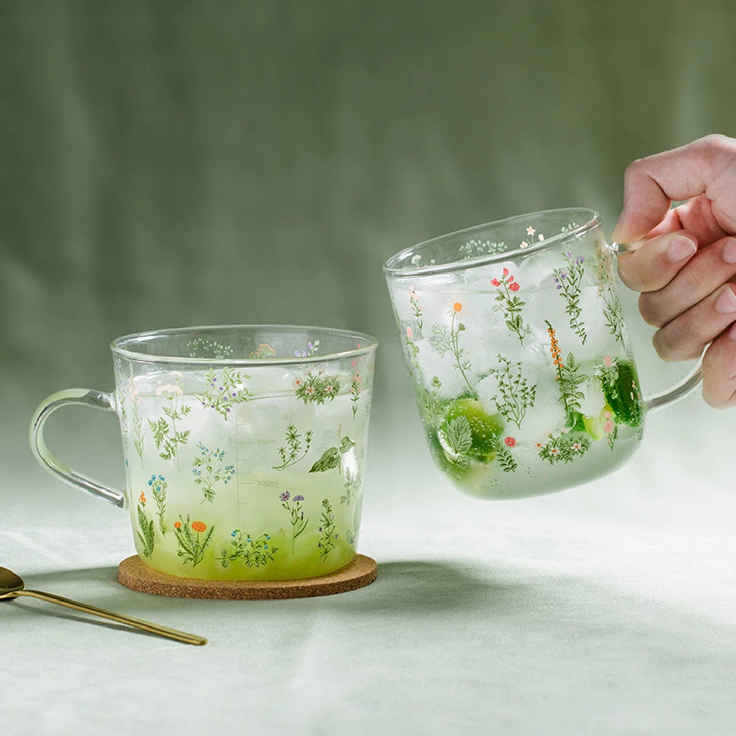 Floral Glass Mugs