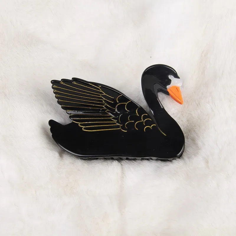 Black or White Swan Hair Claw Clip