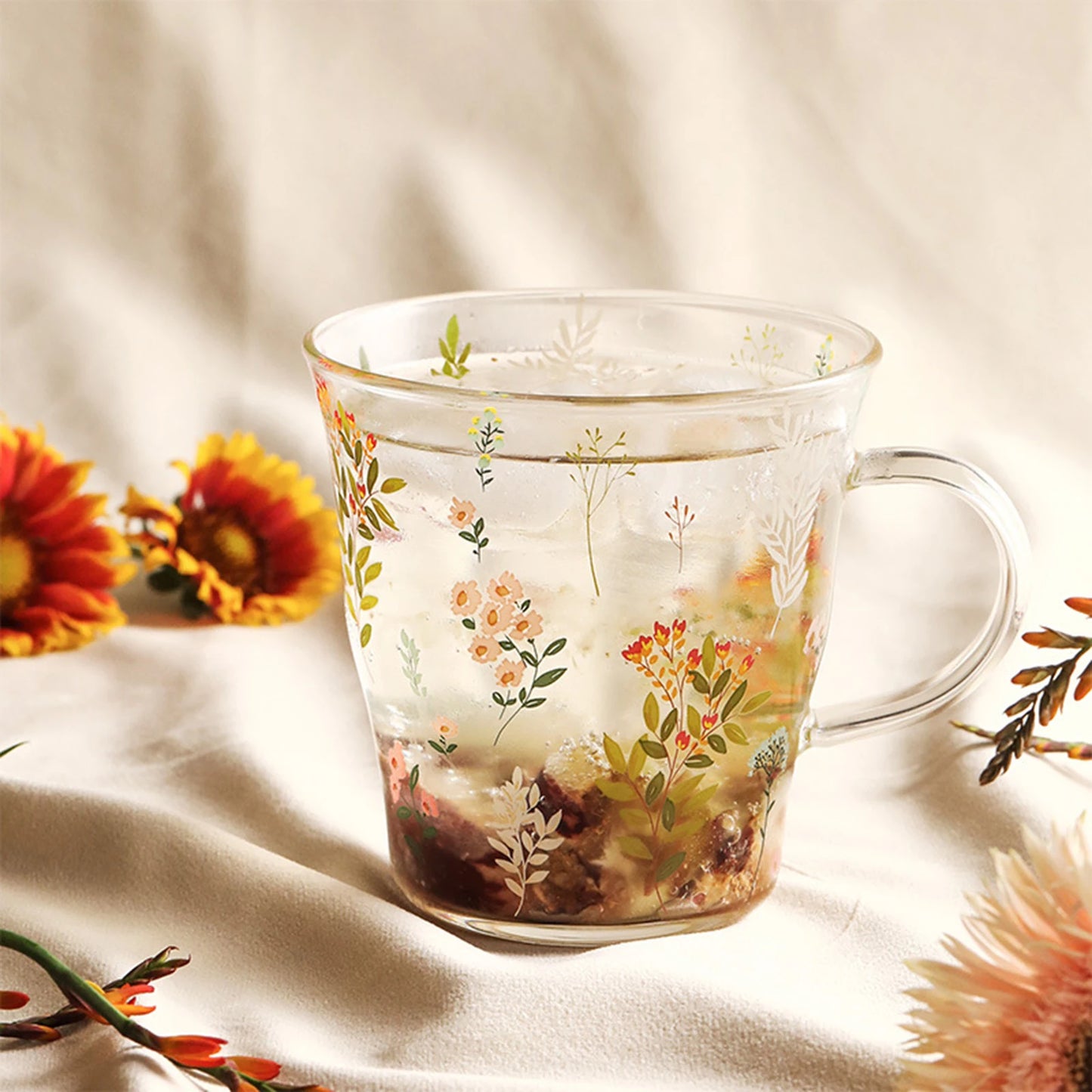 Floral Glass Mugs