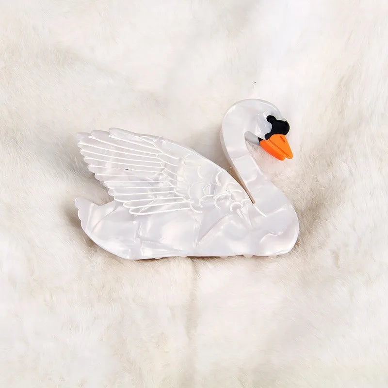 Black or White Swan Hair Claw Clip