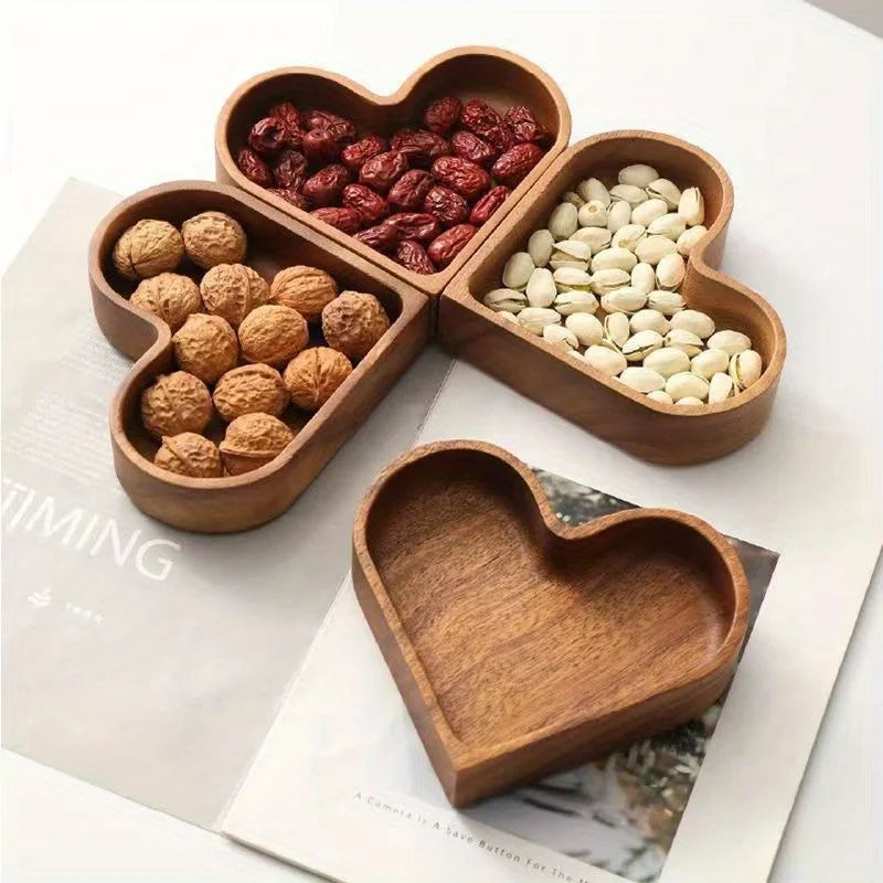 Heart-Shaped Walnut Serving Bowls