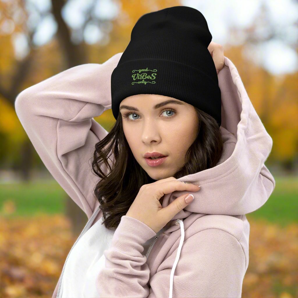 Good Vibes Only Unisex Cuffed Beanie – Stay Cozy in Style