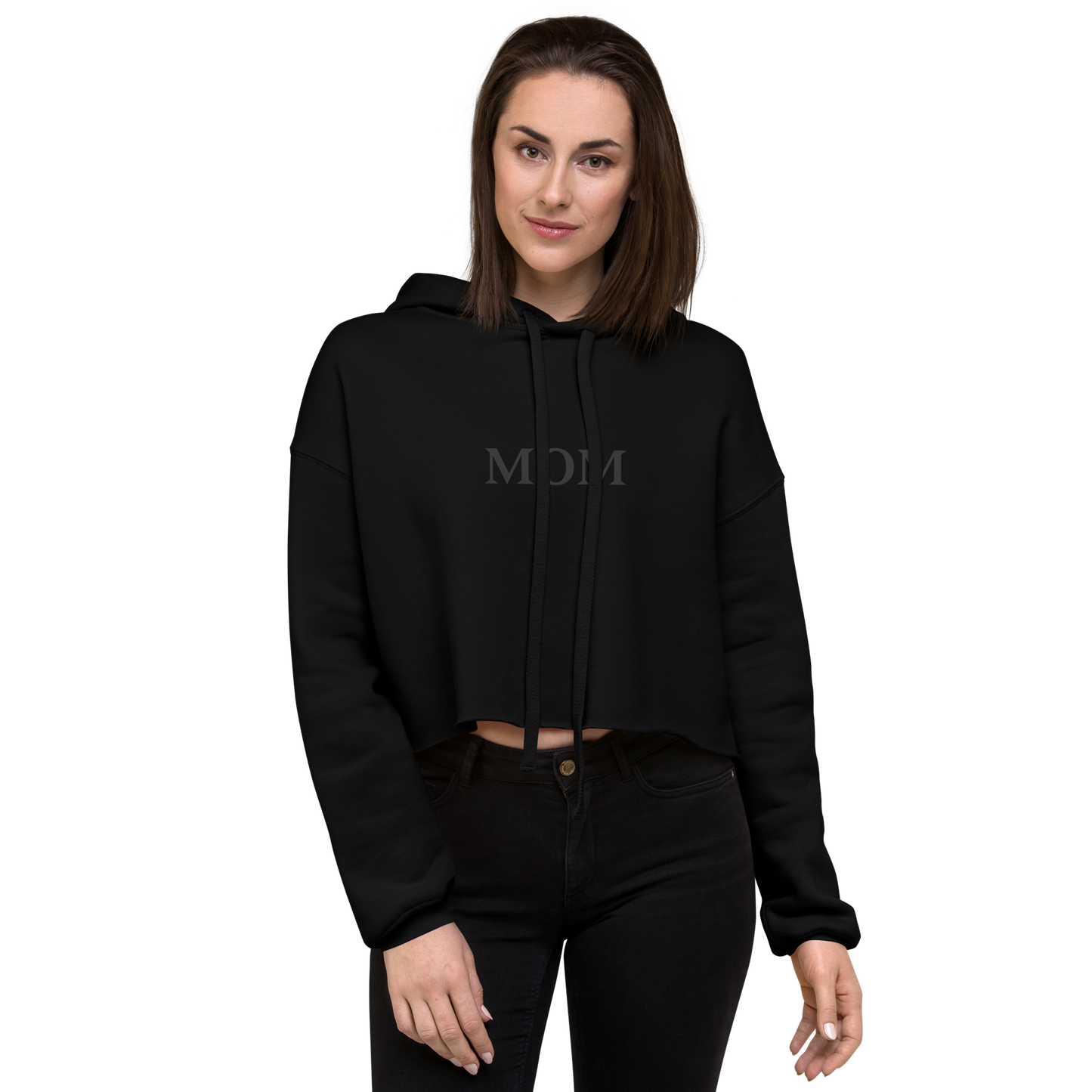 Monochromatic "MOM" Crop Hoodie